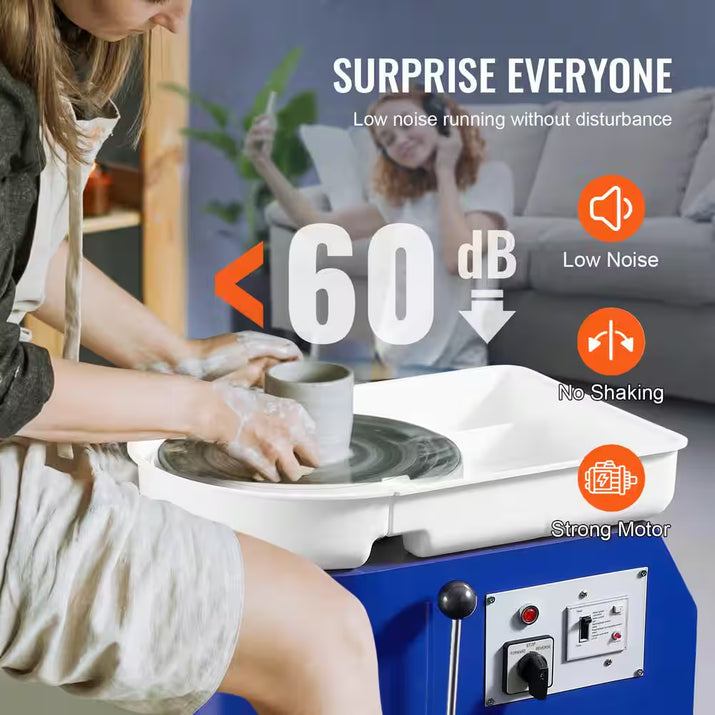 Pottery Wheel for Adults and Beginners, 350W, 11 In. Clay Forming, Adjustable Speed, Detachable Basin, DIY Kit